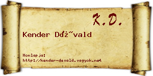 Kender Dévald névjegykártya